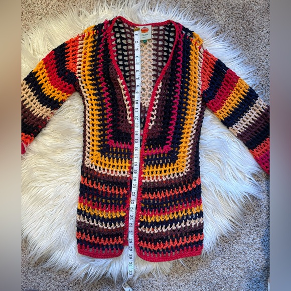 Anthropologie Farm Rio Mulitcolor Open Knit Cardigan - Picture 8 of 9